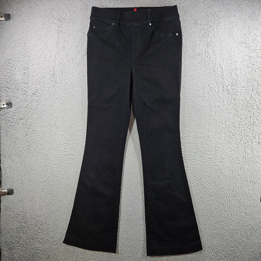 Spanx Flare Jeans Black Midnight Shade High Rise Pull On Pants Womens Medium
